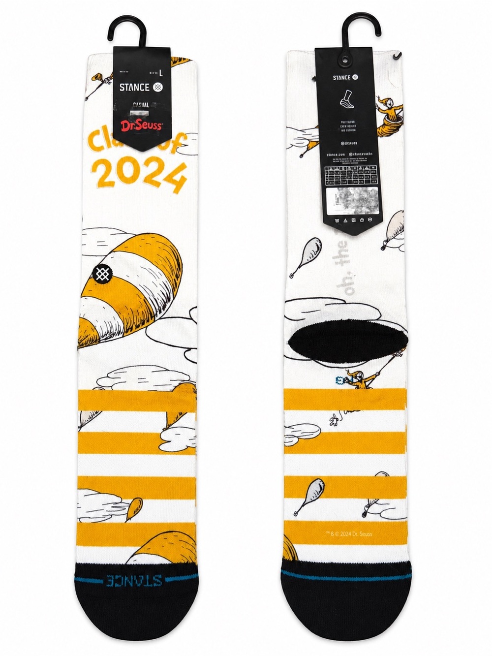 BNWT Stance Dr. Seuss Yellow and White Striped Socks